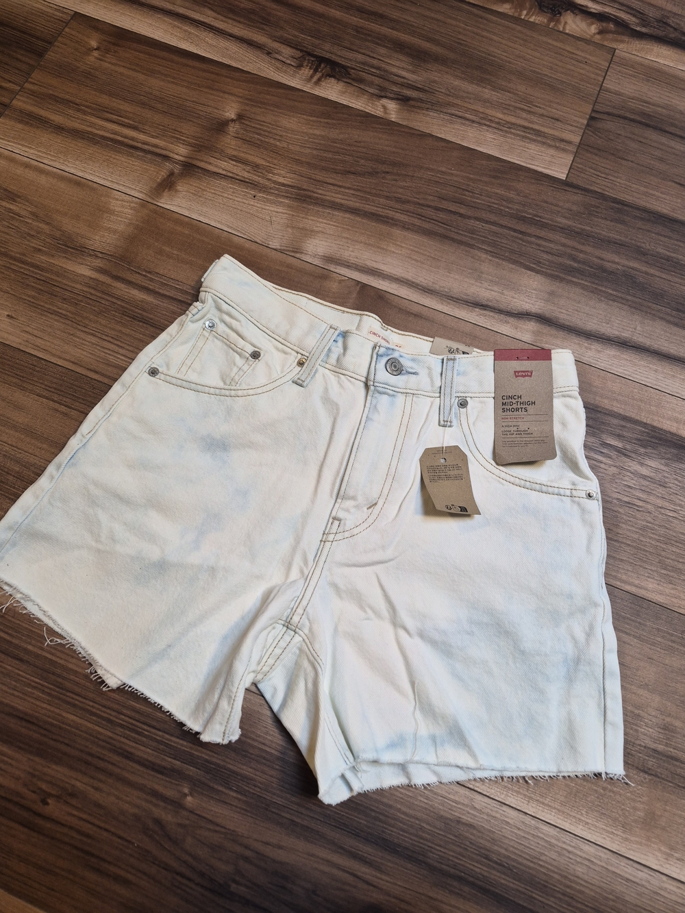 Levi's Women's Cream Tie-Dye High-Rise Denim Shorts